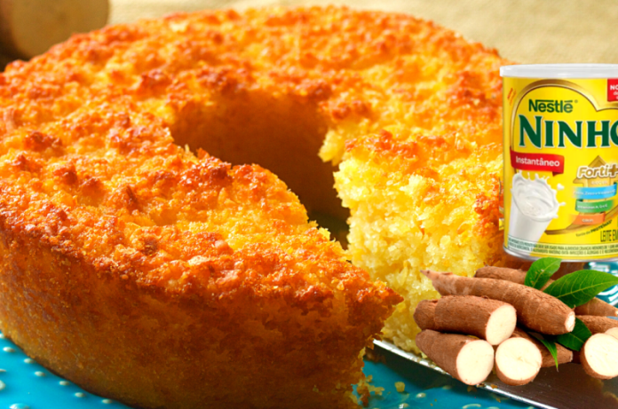 Bolo de aipim com leite ninho
