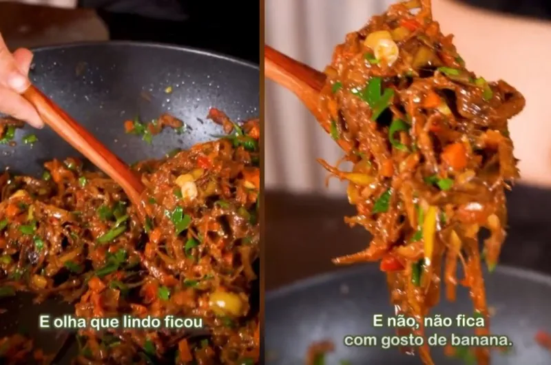 Carne Louca Vegana de Casca de Banana