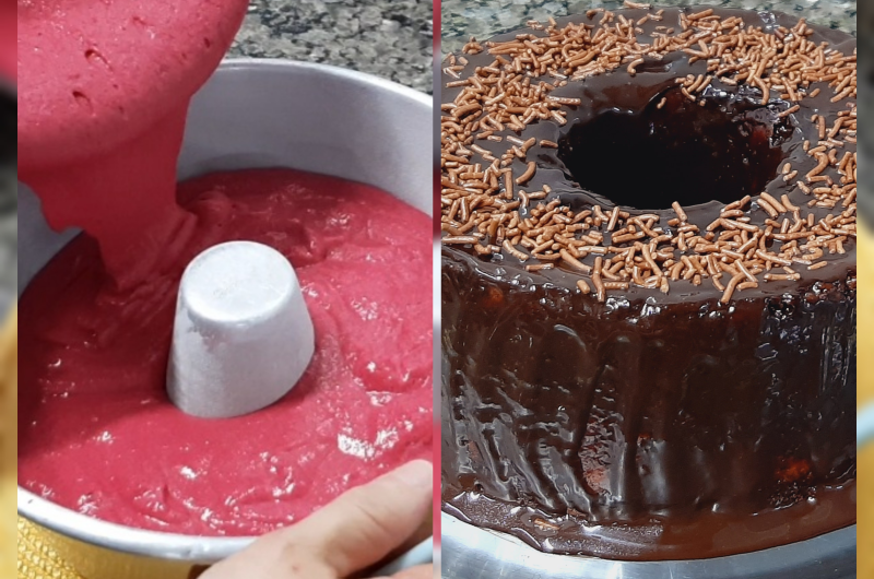 Bolo de beterraba com cobertura de chocolate