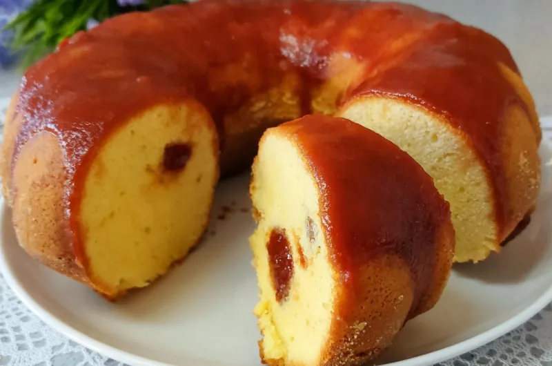 Bolo de fubá com goiabada
